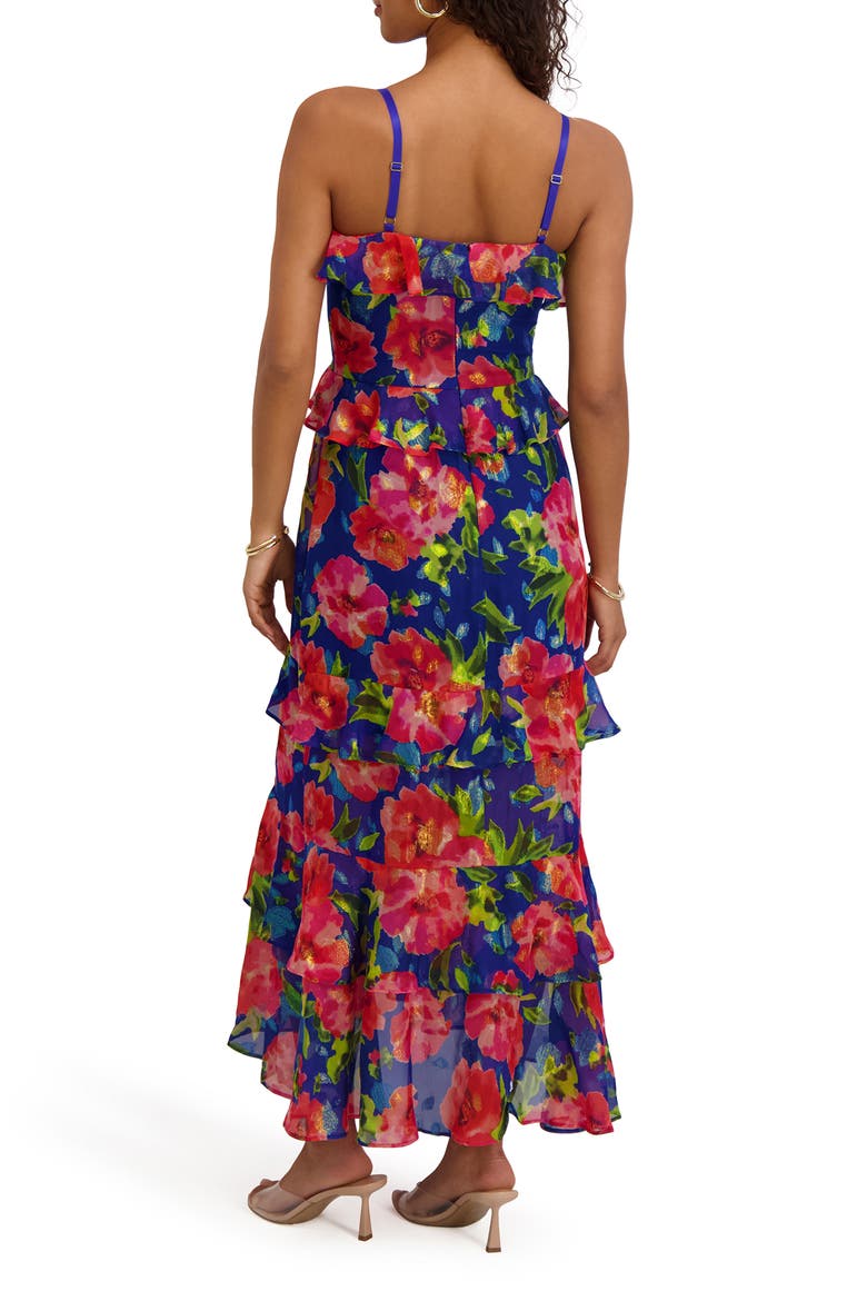Printed Chiffon Maxi Dress, Alternate, color, SAPPHIRE MULTI