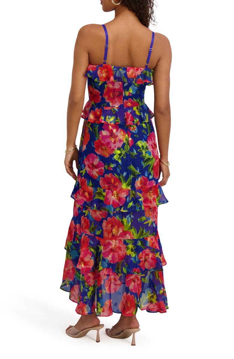 Siena Printed Chiffon Maxi Dress, Alternate, color, Sapphire Multi