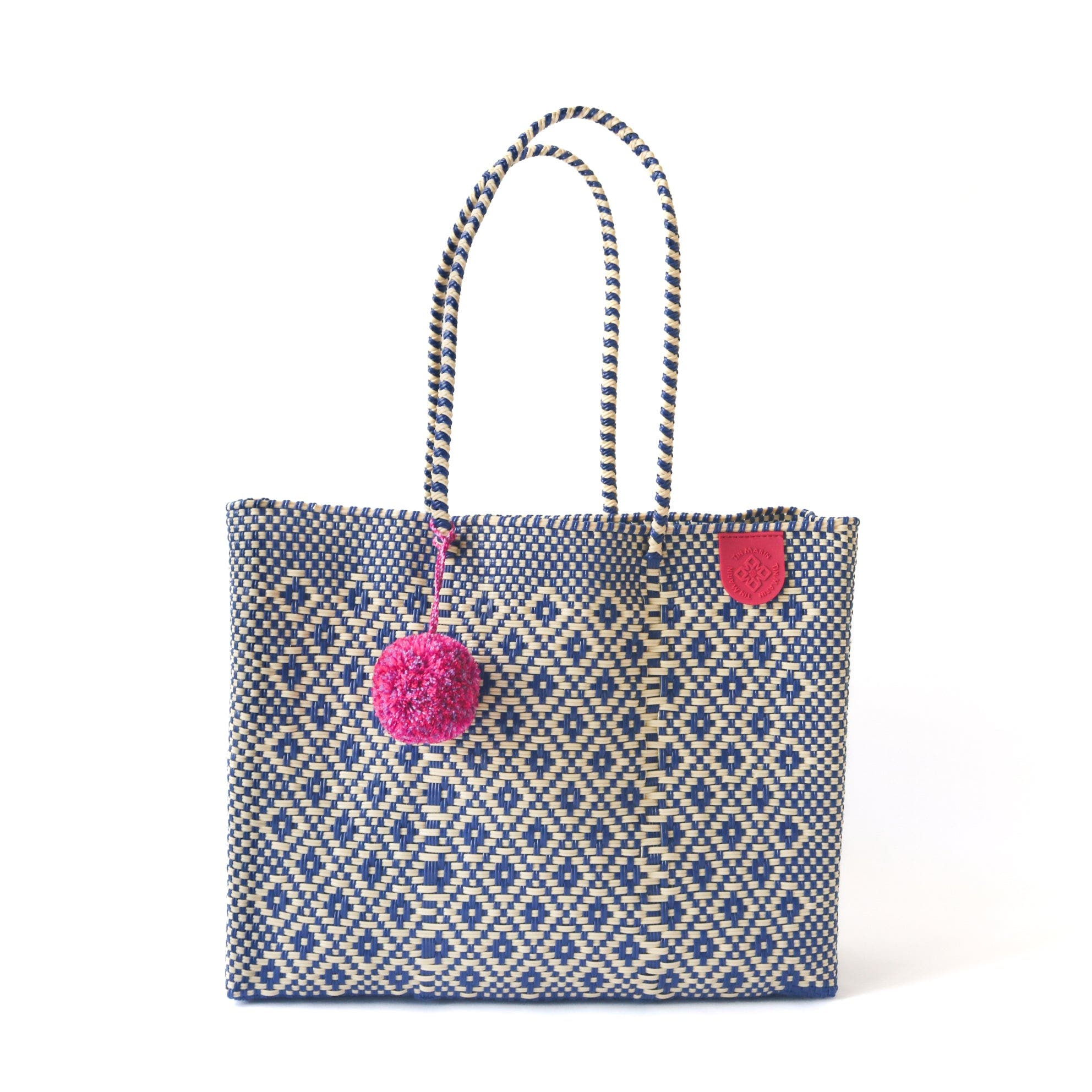 Tin Marin Mixte Woven Super Tote, Main, color, Blue And White