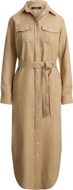 Lauren Ralph Lauren Long Sleeve Linen Shirtdress