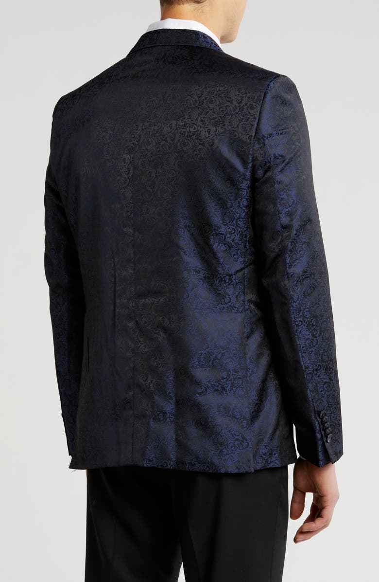SOUL OF LONDON Floral Satin Notch Lapel Sport Coat, Alternate, color, Navy/Marine