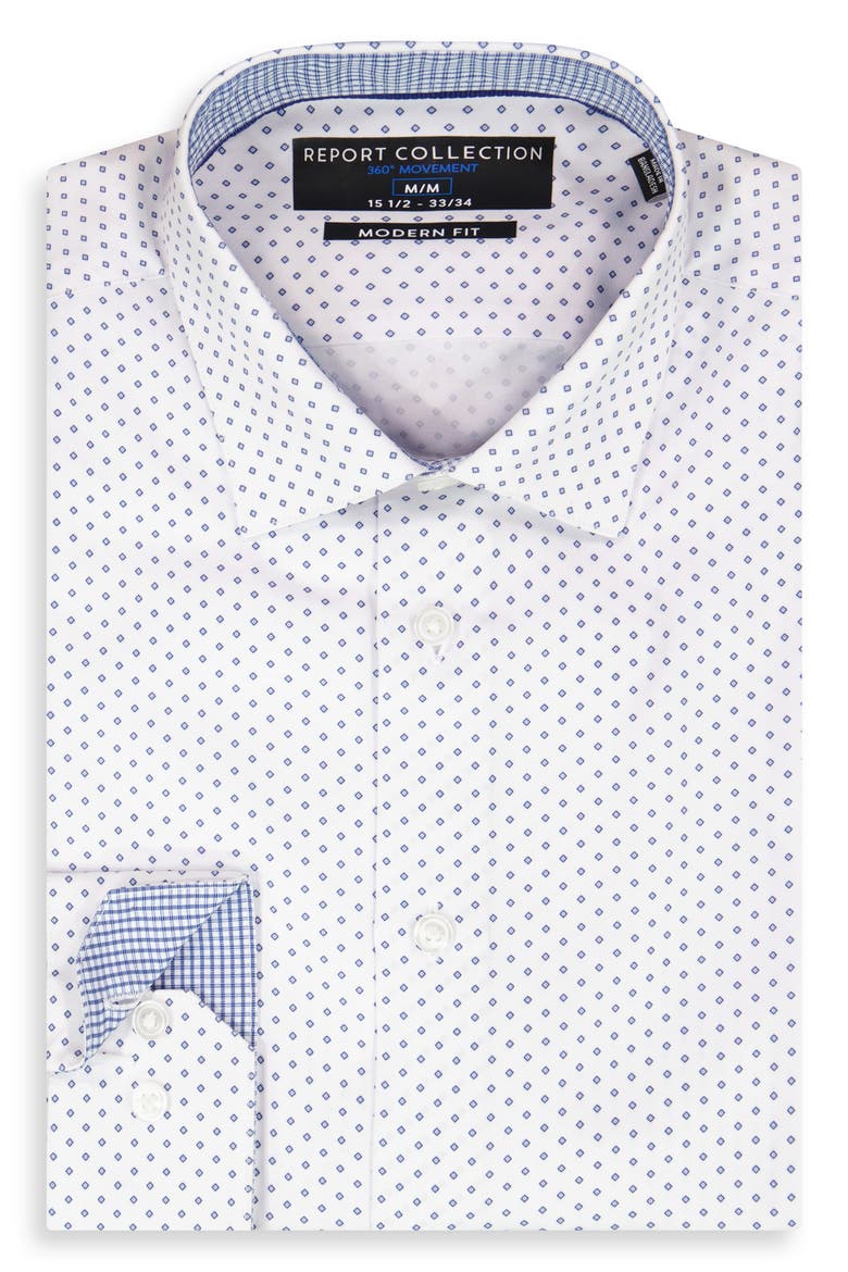 Diamond Print Slim Fit Stretch Dress Shirt, Alternate, color, 41 NAVY