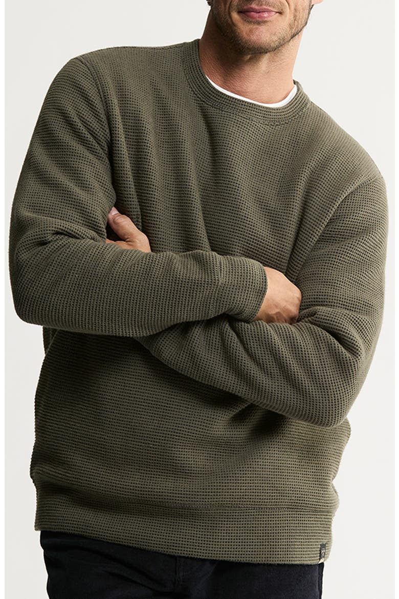 Textured Crewneck Sweatshirt with Faux Shearling Lining, Main, color, OLIVE