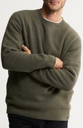 JACHS Textured Crewneck Sweatshirt with Faux Shearling Lining