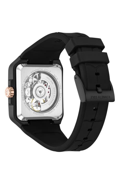 Kenneth Cole New York Automatic Silicone Strap Watch, 41.5mm In Black