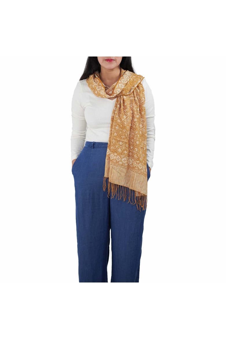 Handmade Batik Scarf, Alternate, color, Frangipani