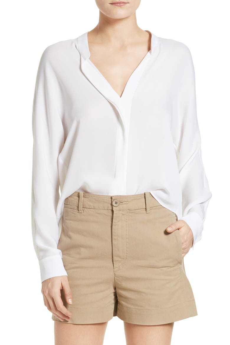 Sheer Silk Blouse, Main, color, WHITE