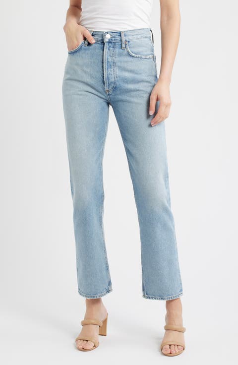 '90s Pinch Waist High Waist Straight Leg Jeans (Addition)