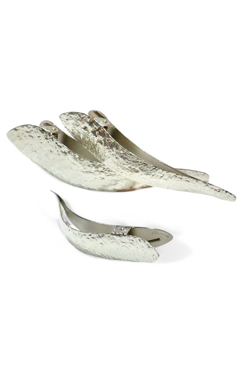 Ficcare Maximas Leaf Hammered Hair Clip, Alternate, color, Silver Leaf