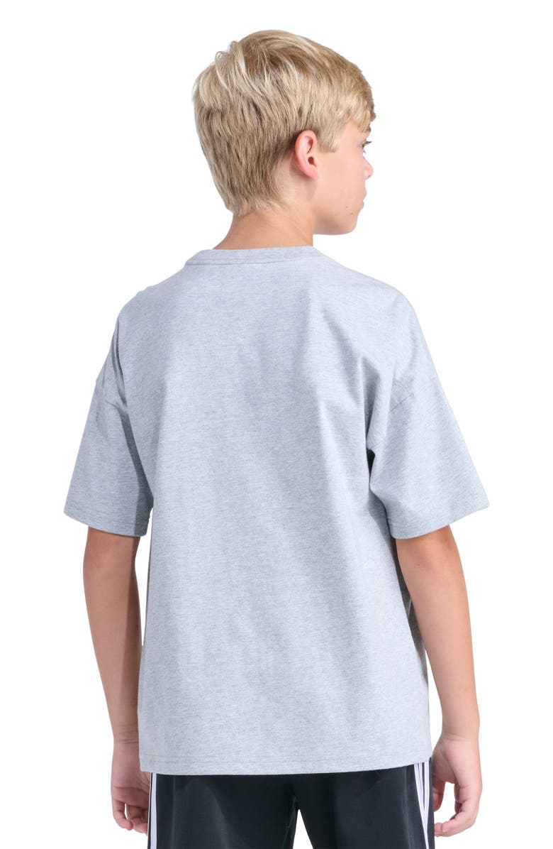 adidas Originals Kids' Oversize Trefoil Logo Graphic T-Shirt, Alternate, color, Grey Heather
