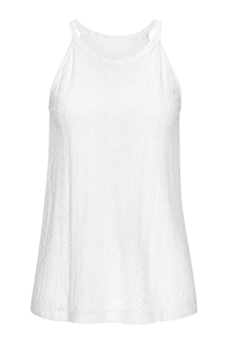 High Neck Eyelet Top, Alternate, color, White
