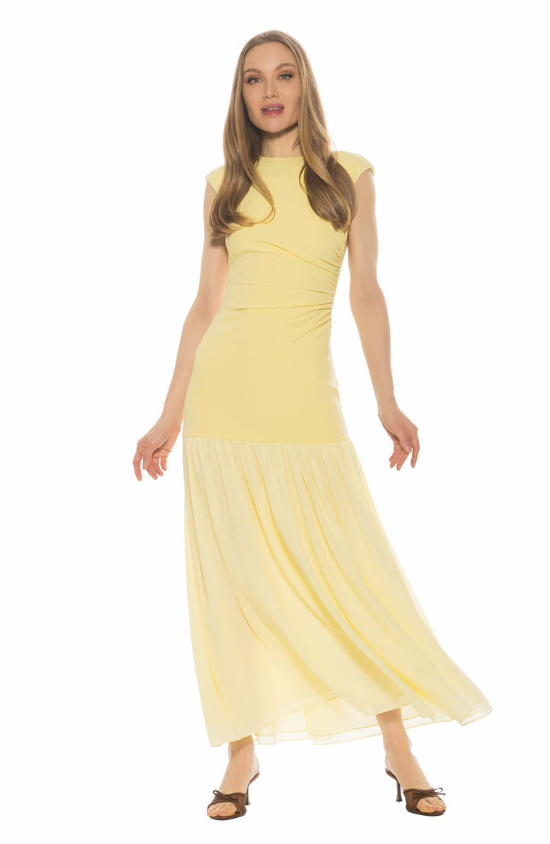 Alexia Admor Caelen Cap Sleeve Drop Waist Maxi Dress, Alternate, color, Butter Yellow