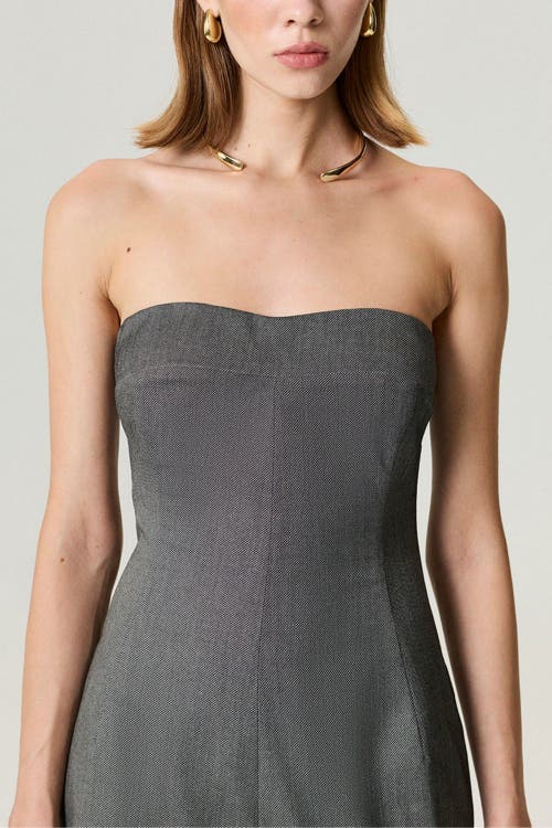 Nocturne Strapless Wide-leg Tailored Jumpsuit In Gray