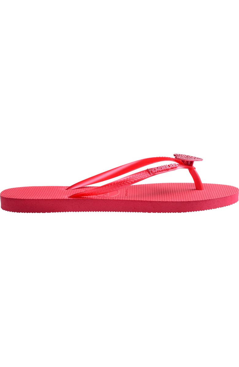 Havaianas Kids' Slim Crystal Charm Flip Flop, Alternate, color, Pink Fever