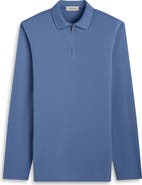 Bugatchi Ottoman Rib Half Zip Long Sleeve Polo
