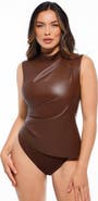Popilush Sculpting 3-in-1 Faux Leather Bodysuit