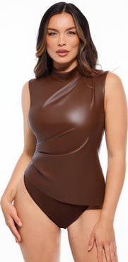 Popilush Sculpting 3-in-1 Faux Leather Bodysuit