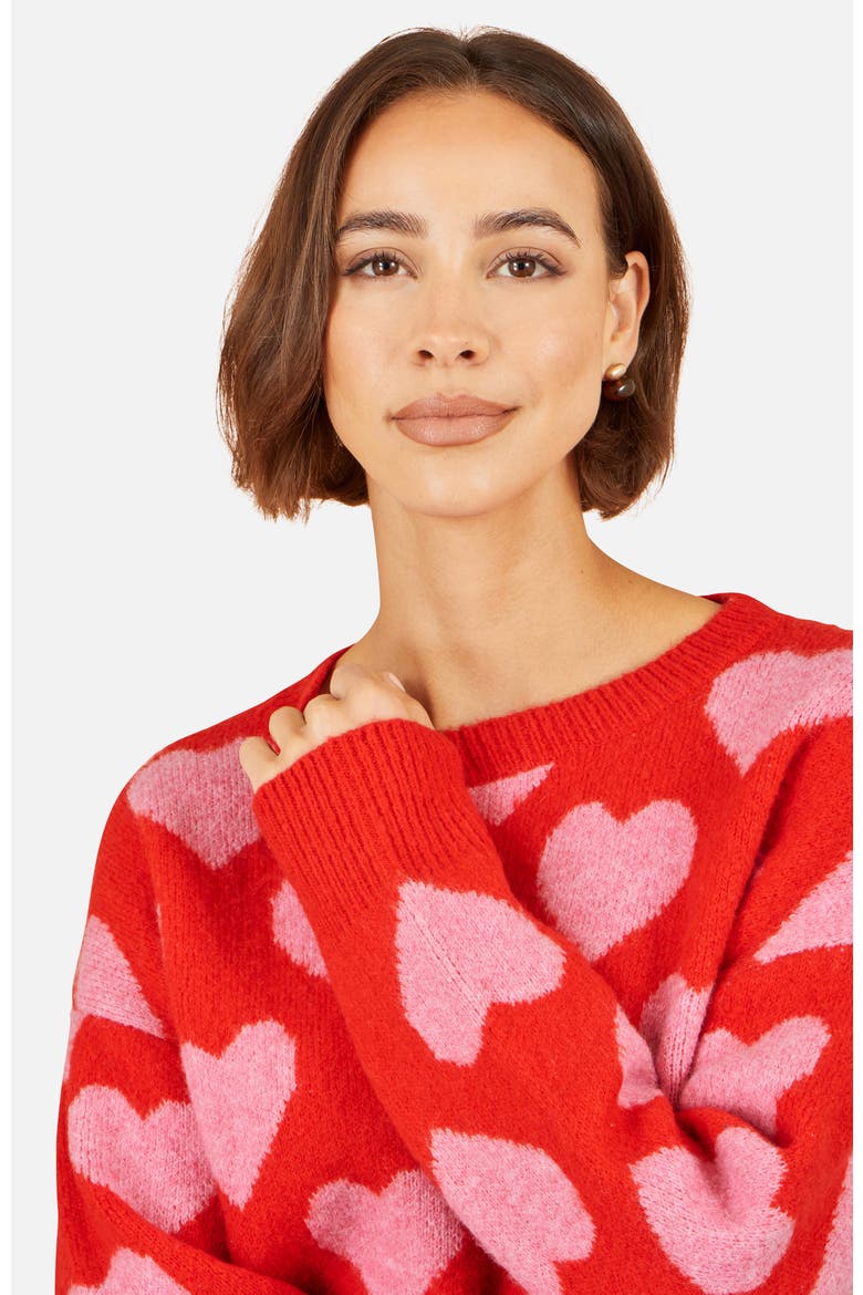 Heart Intarsia Relaxed Jumper, Alternate, color, Red