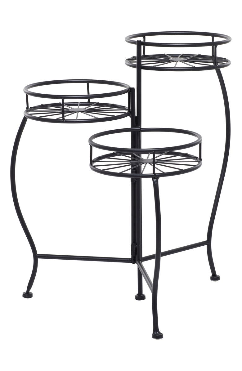 SONOMA SAGE HOME Black Metal Indoor Outdoor 3-Tier Starburst Plant Stand, Main, color,