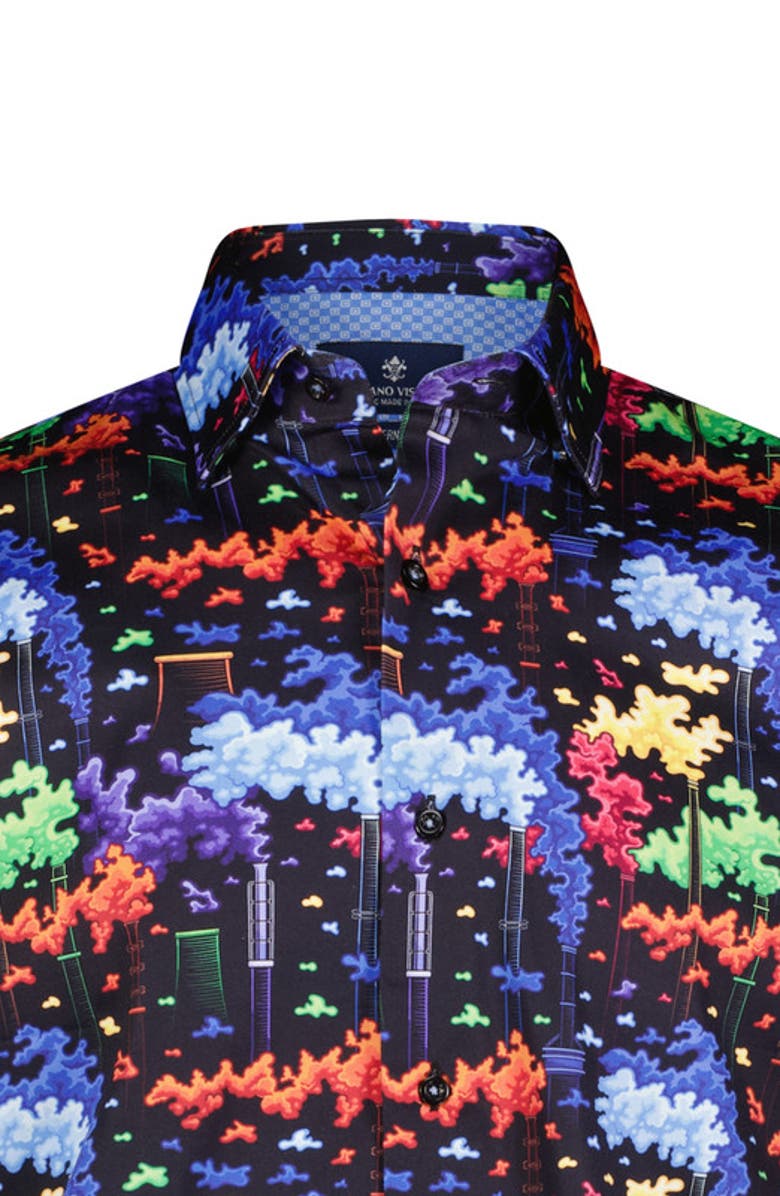 Luchiano Visconti Smoke Print Short Sleeve Shirt, Alternate, color, Multi