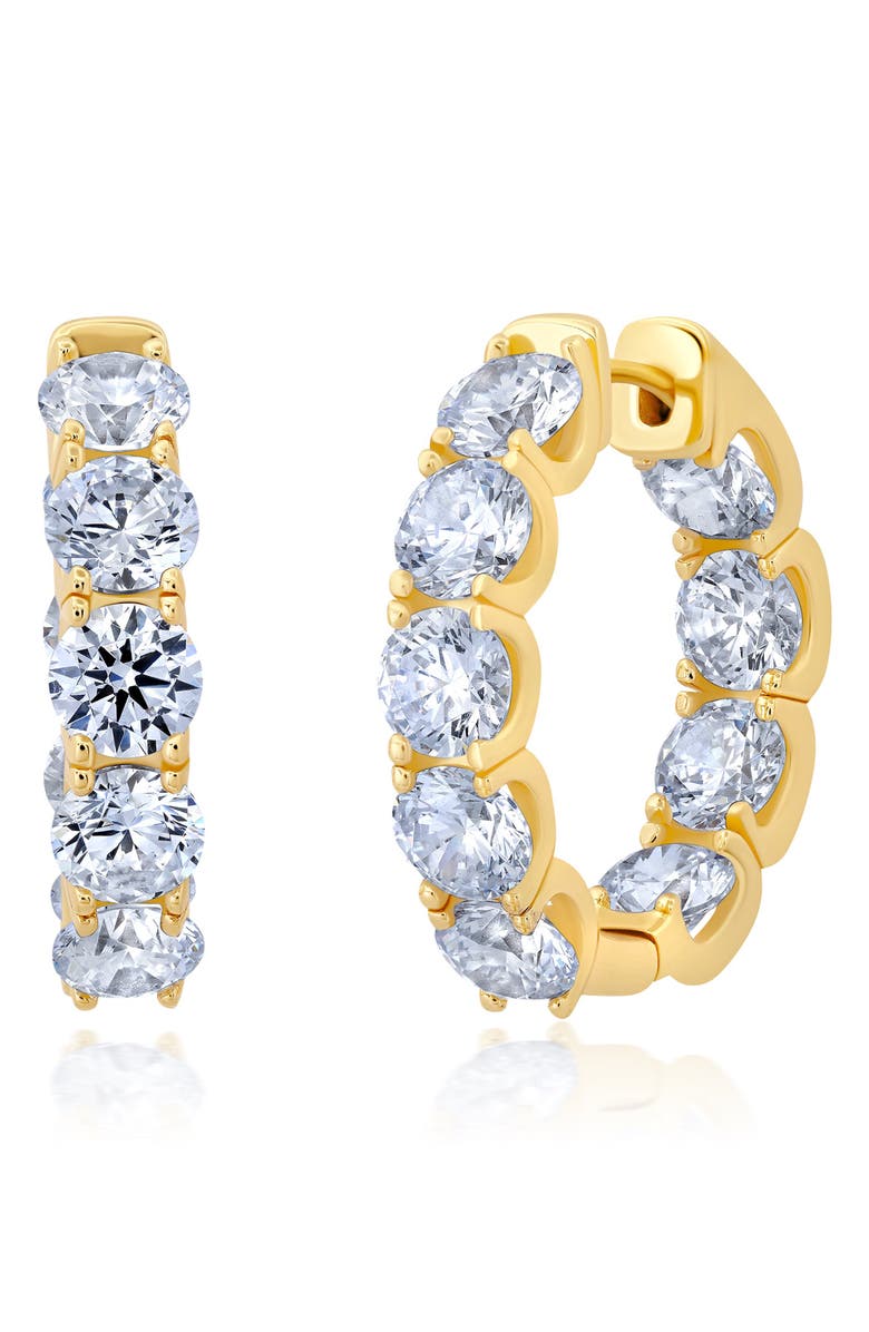 Crislu Brilliant Round Medium Hoop Earrings, Main, color, Gold