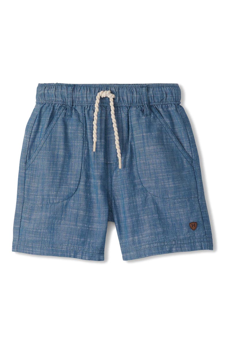Kids' Slub Cotton Chambray Drawstring Shorts, Main, color, BLUE