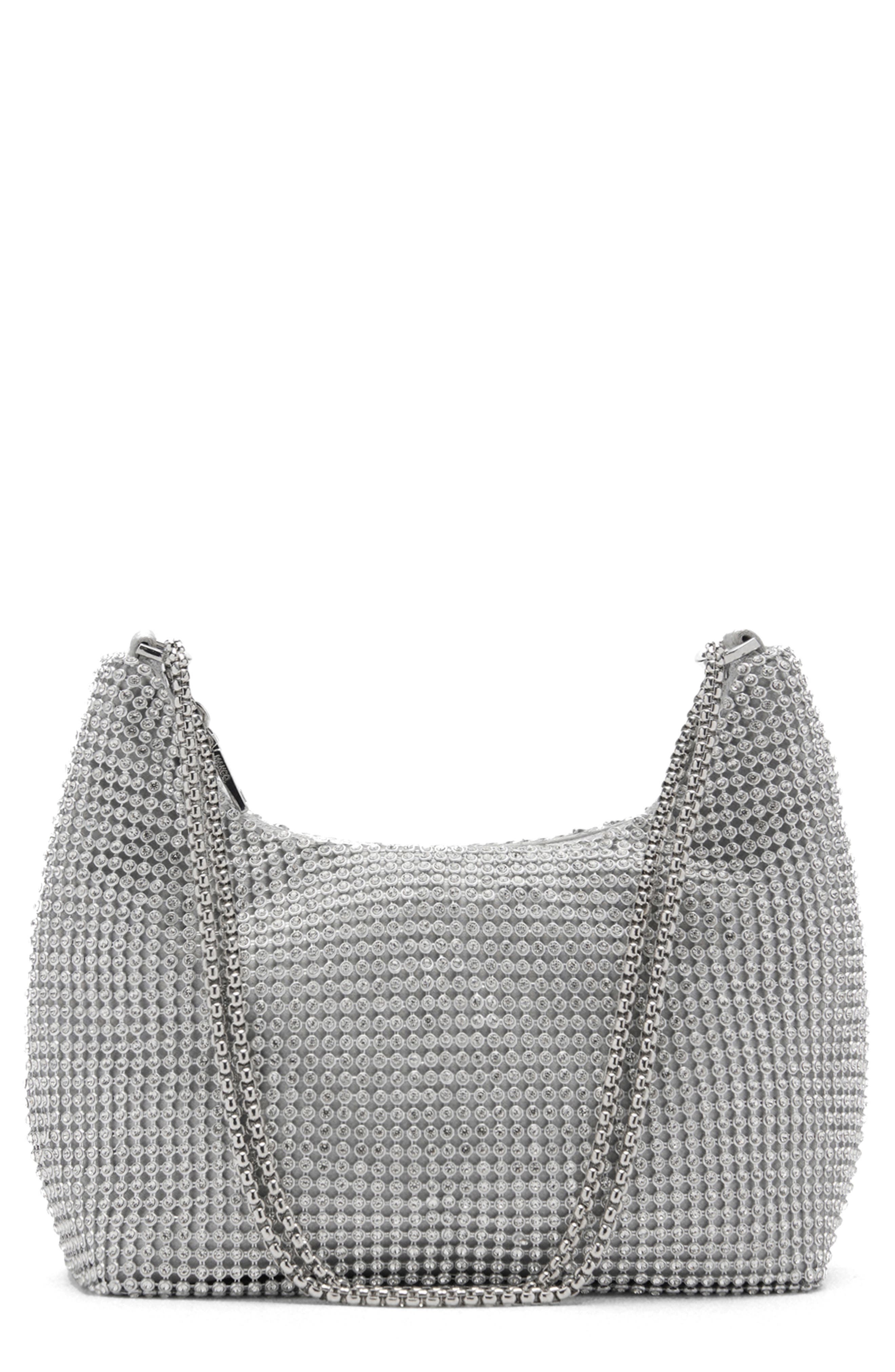 MANGO Chain Strap Crystal Shoulder Bag, Main, color, 