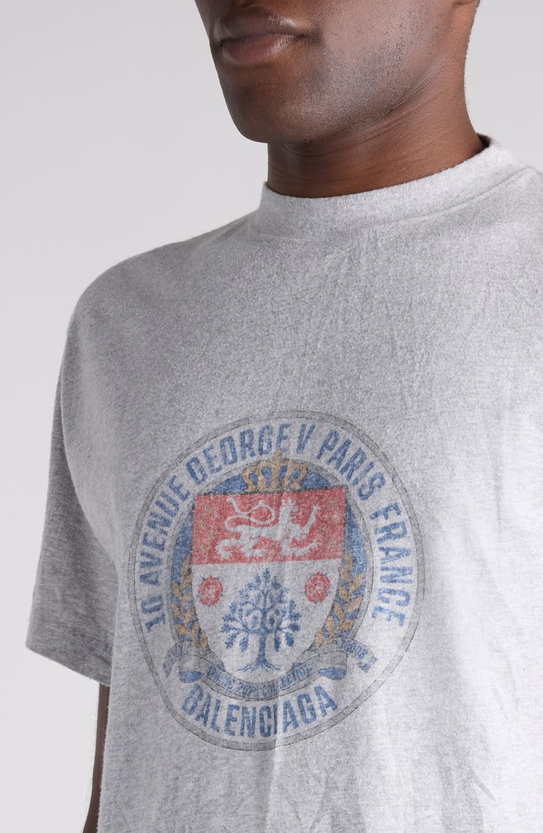 Balenciaga Standard Crest Logo Cotton T-Shirt, Alternate, color, 1302 Light Heather Grey