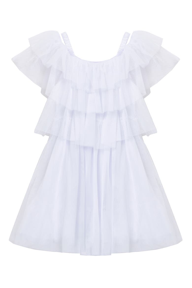 Kids' Ruffle Mesh Dress, Main, color, WHITE