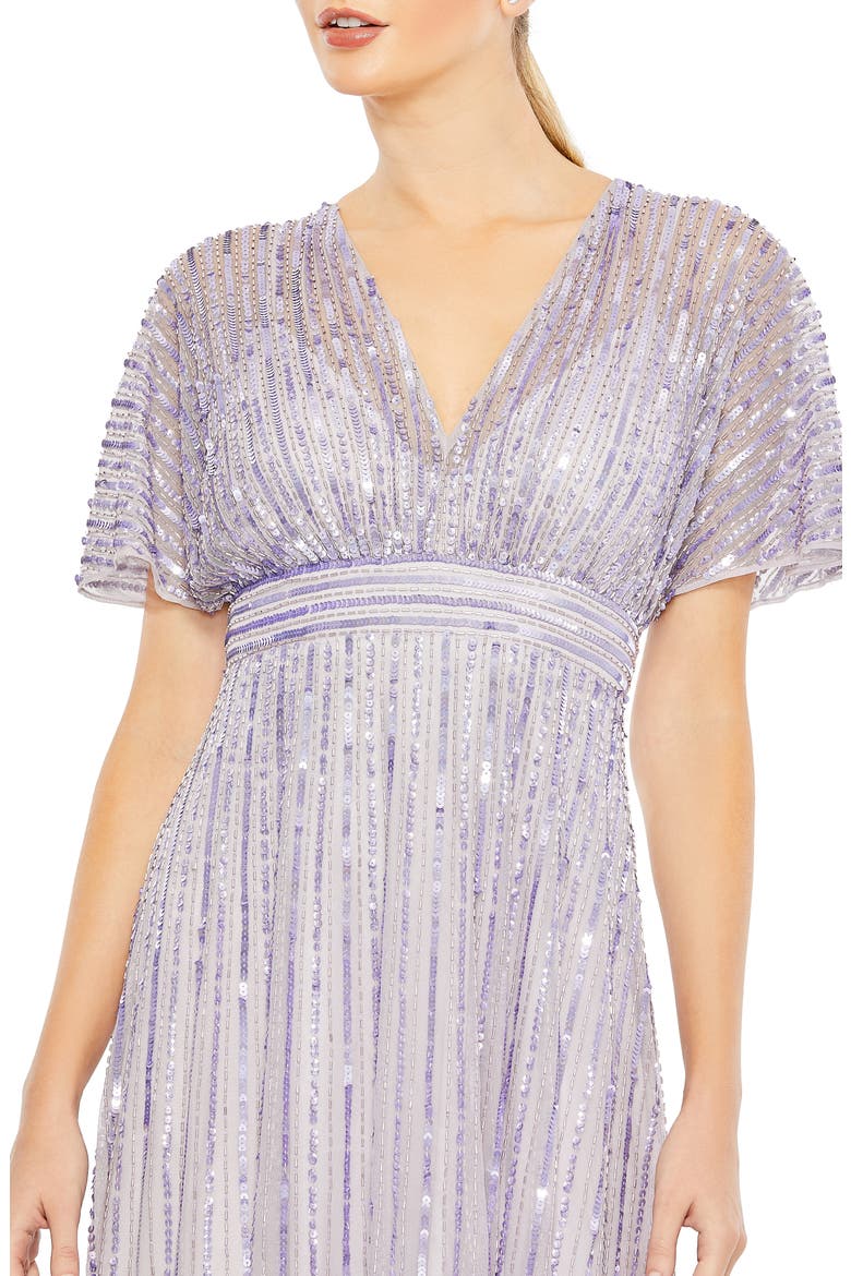 Sequined Butterfly Sleeve A Line Gown, Alternate, color, LAVENDER