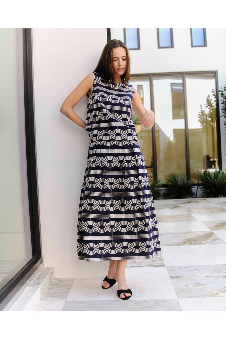 Bea Embroidered Midi Skirt, Alternate, color, Midnight Blue