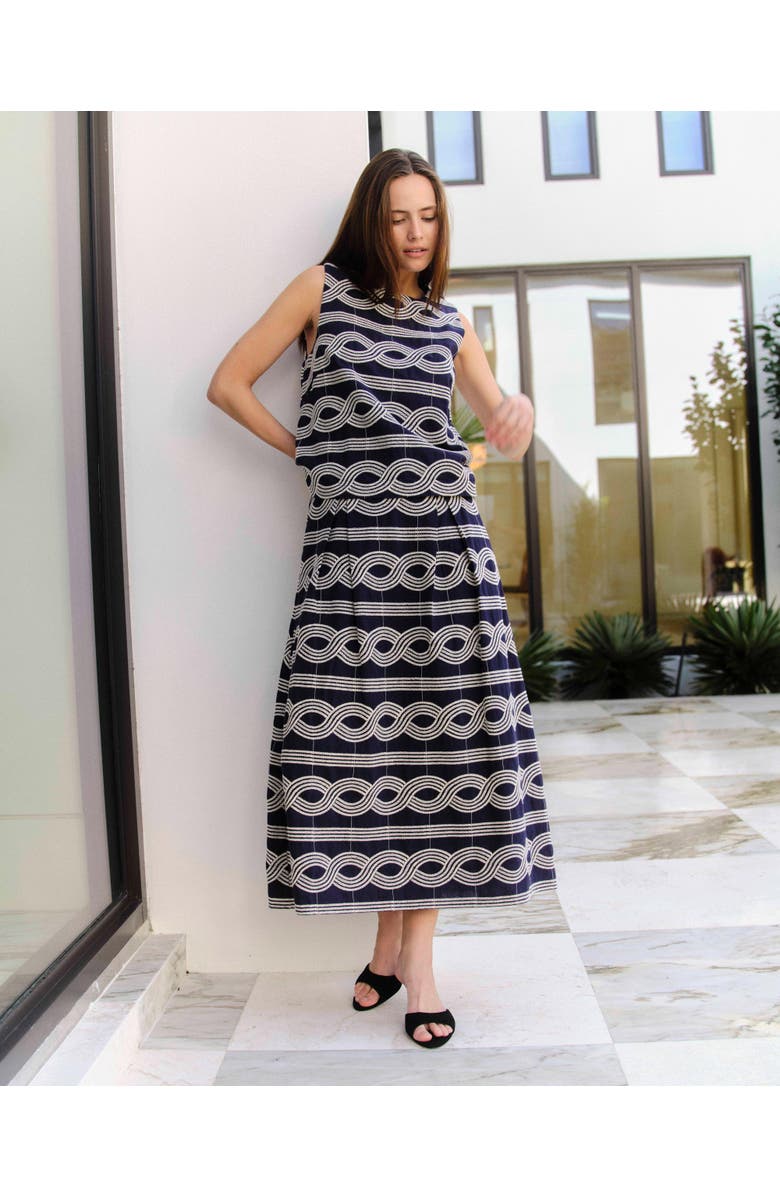 Cartolina Bea Embroidered Midi Skirt, Alternate, color, Midnight Blue