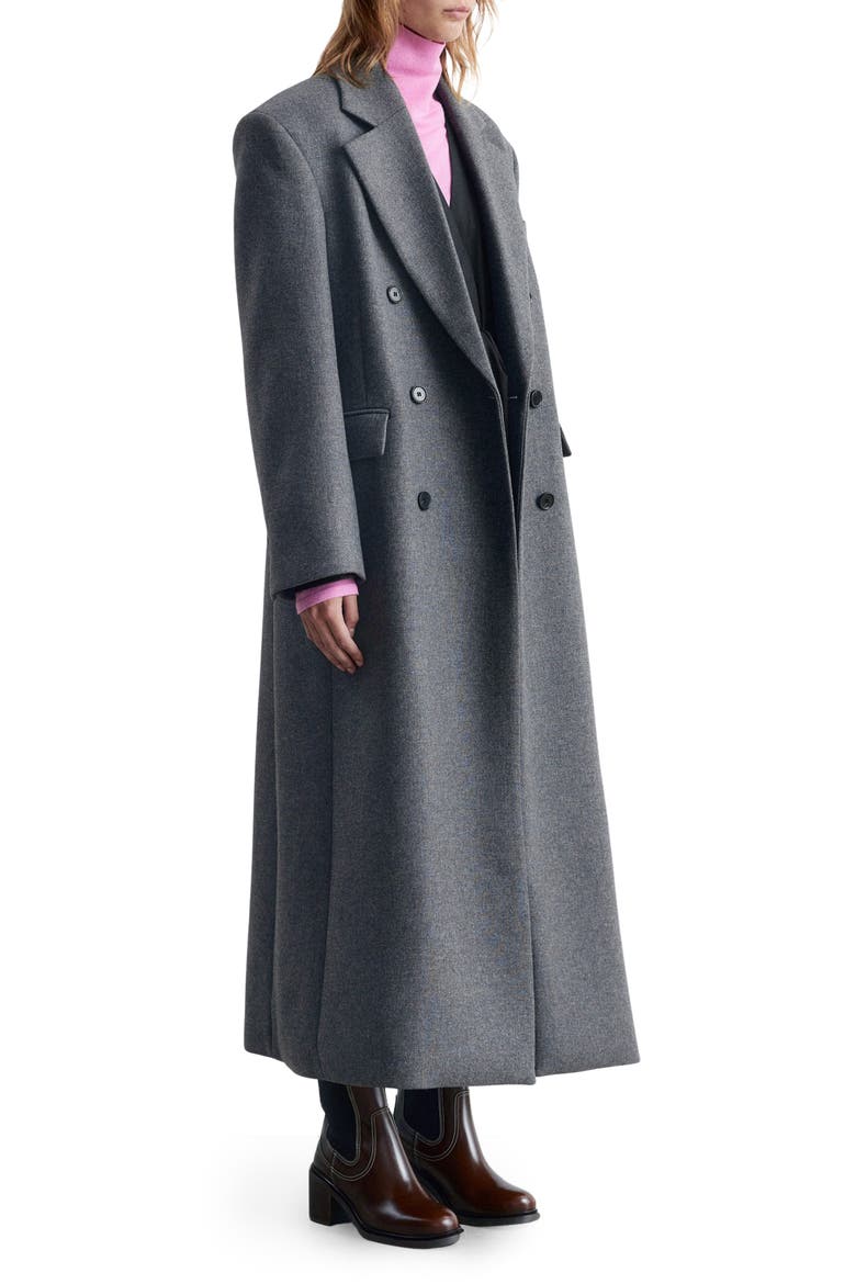 Longline Double Breasted Coat, Alternate, color, GREY DARK