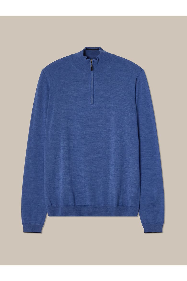 Eastwood Quarter Zip Sweater, Alternate, color, Sky Blue with Navy Tipping
