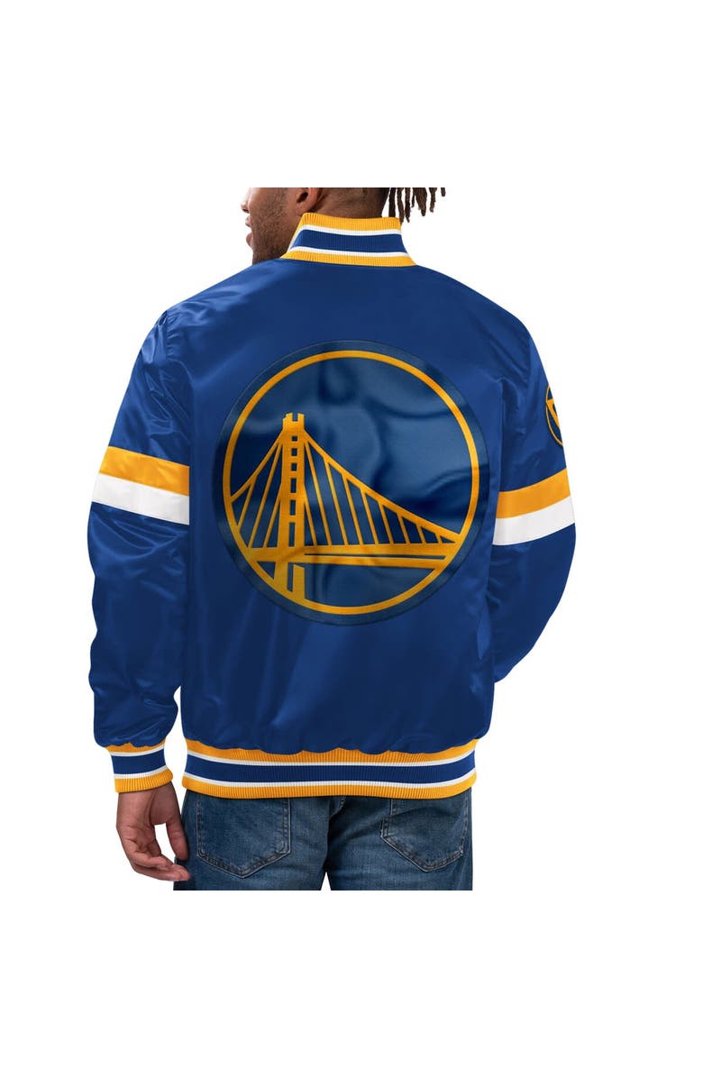 STARTER Men's Starter Royal Golden State Warriors Home Game Satin Full-Snap Varsity Jacket, Alternate, color, Royal