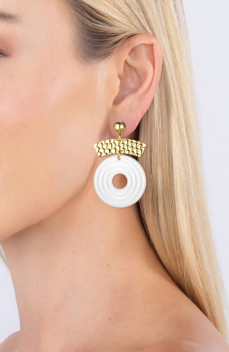 EYE CANDY LOS ANGELES Adele Open Circle Drop Earrings, Alternate, color, White