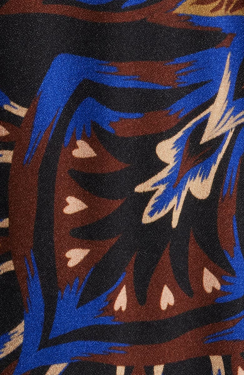 FARM Rio Arabesque Mix Scarves Long Sleeve Tie Belt Shirtdress, Alternate, color, Black