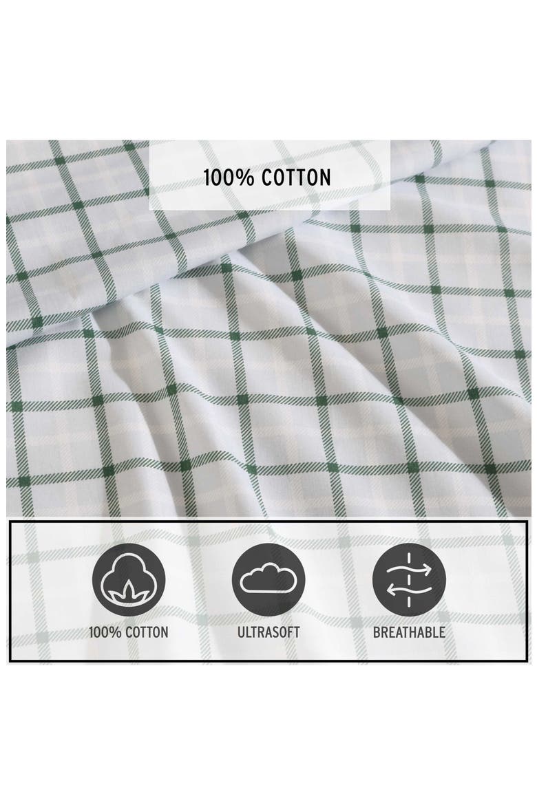 Classic Tattersall Plaid Sheet Set, Alternate, color, GREY/ WHITE/ GREEN
