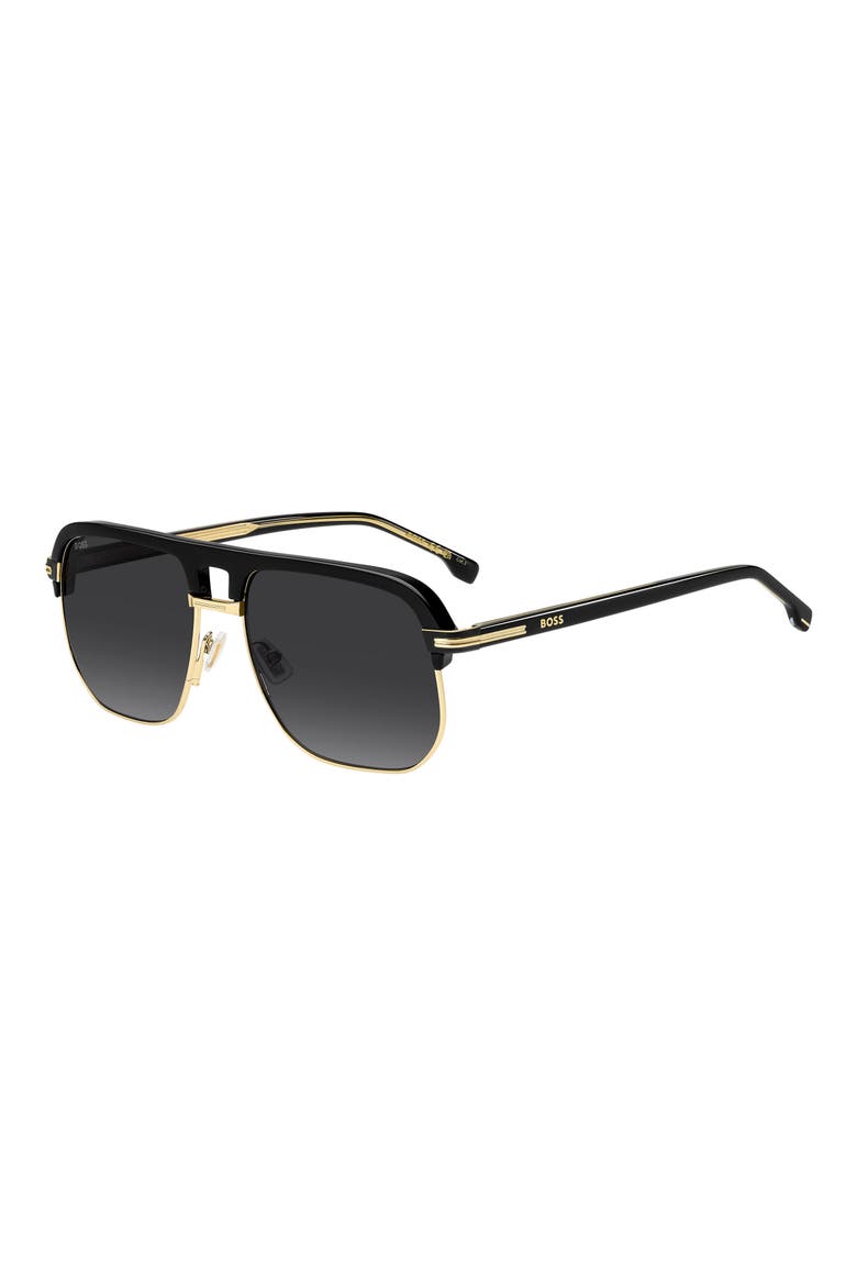 59mm Gradient Square Sunglasses, Alternate, color, BLACK GOLD/ DARK GREY SF