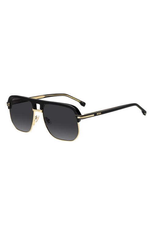 Hugo Boss Boss 59mm Gradient Square Sunglasses In Black Gold/dark Grey Sf