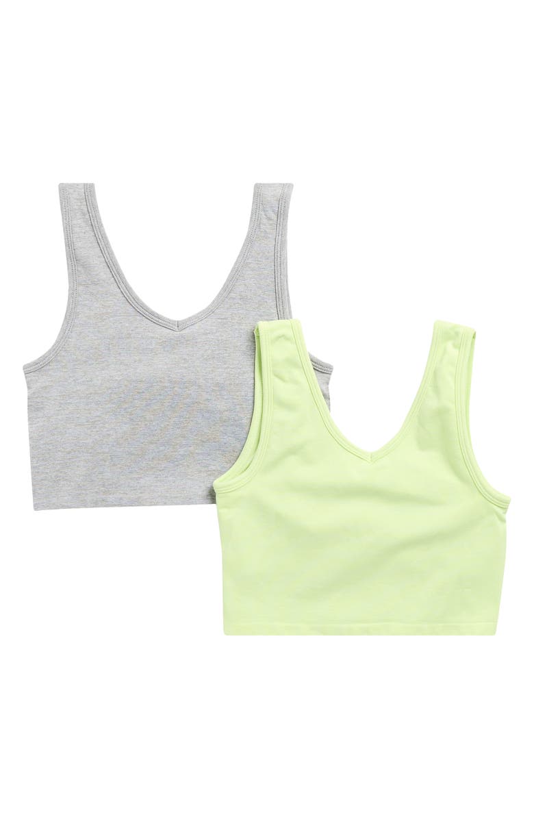 YOGALICIOUS Kids' Addie 2-Pack Support Crop Tank, Main, color, Butterfly/ Heather Grey