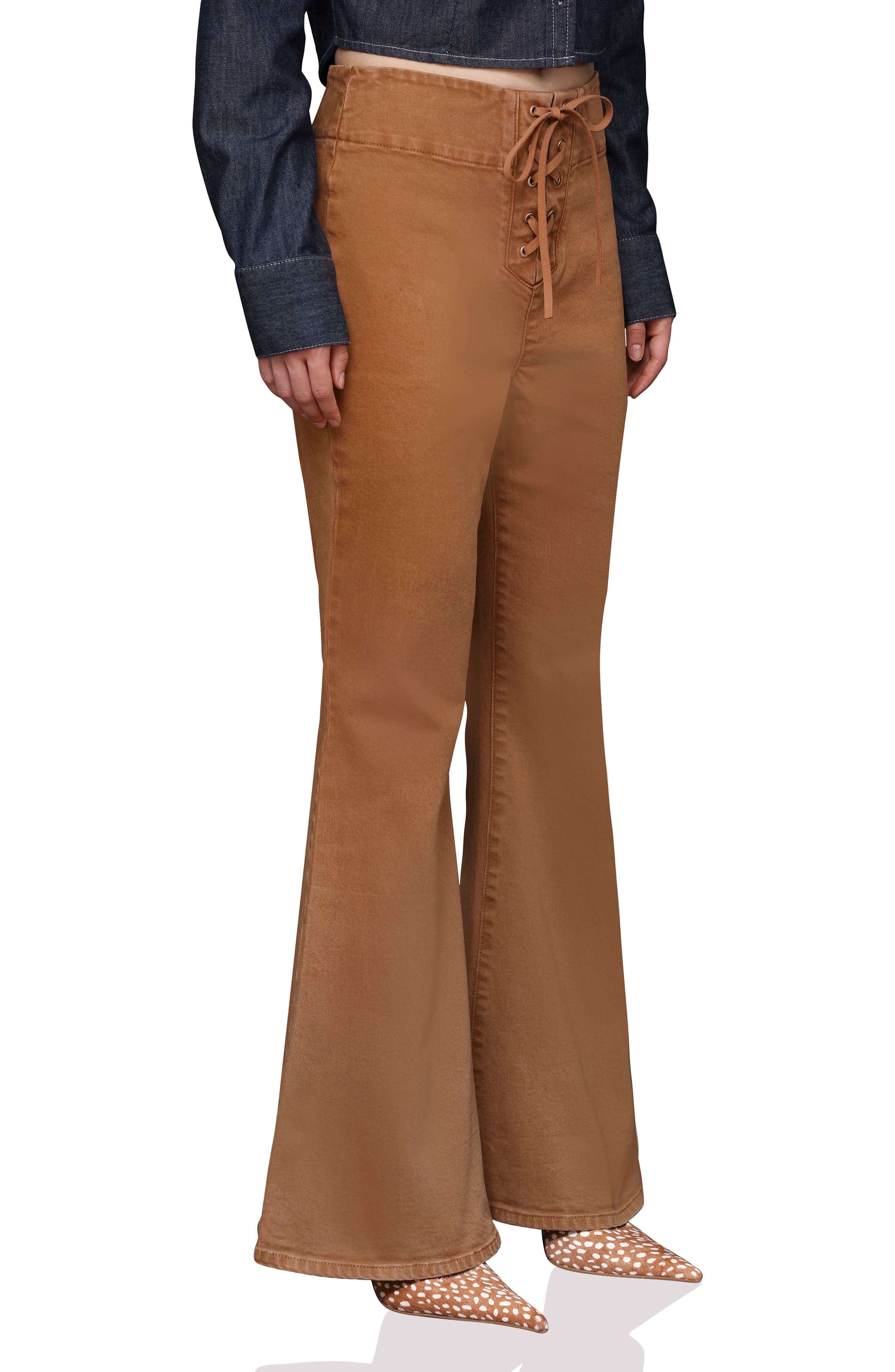 Avec Les Filles Lace-Up Flare Leg Jeans (Women) | Nordstrom