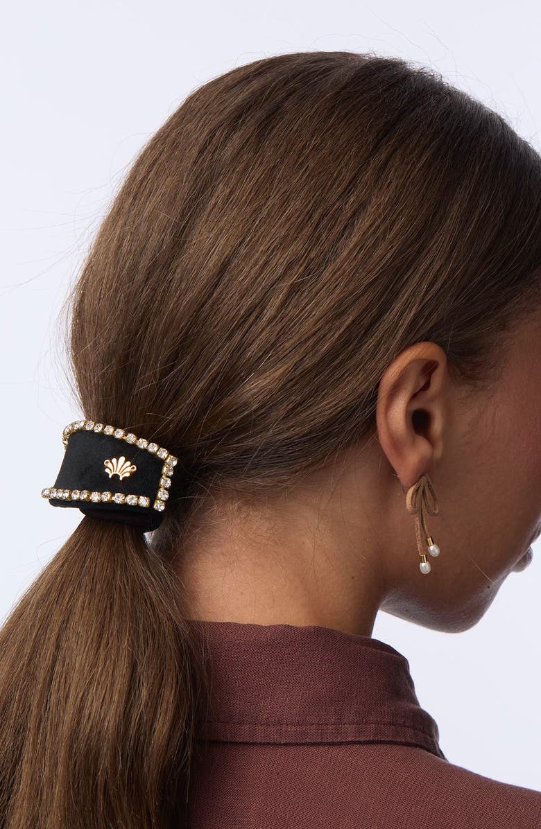 Lele Sadoughi Genie Crystal Edge Hair Tie, Alternate, color, Jet