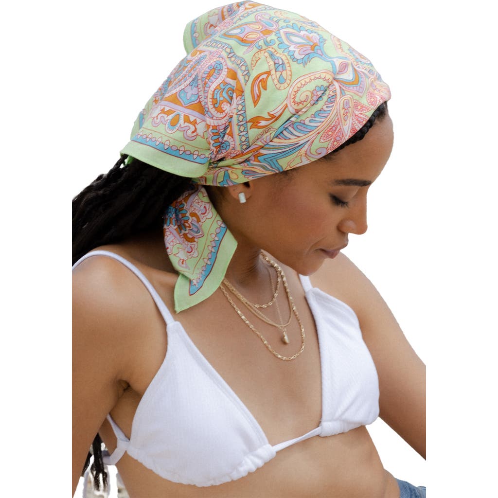 Saachi Oversized Paisley Scarf In Pastel Green