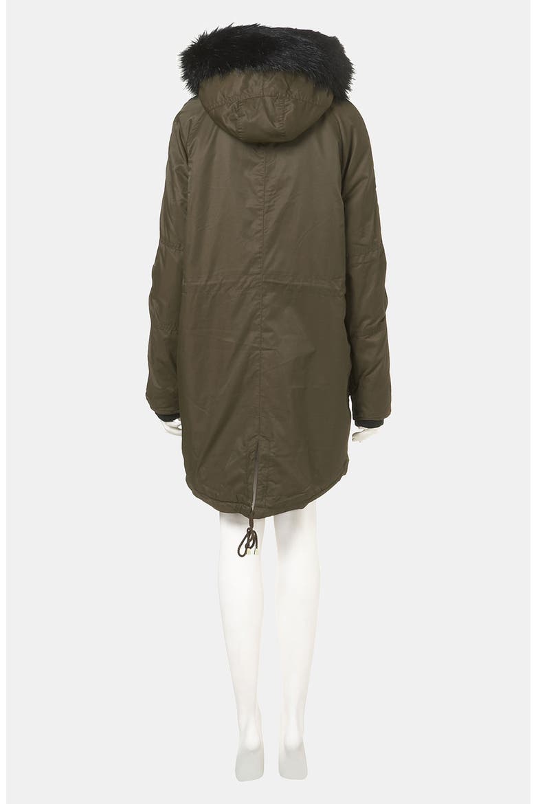 Faux Fur Trim Parka, Alternate, color, KHAKI/ OLIVE