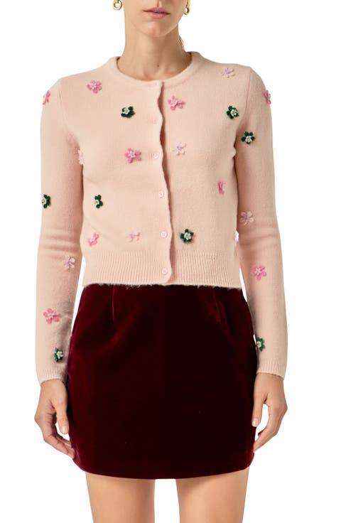 Floral Embroidered Knit Cardigan