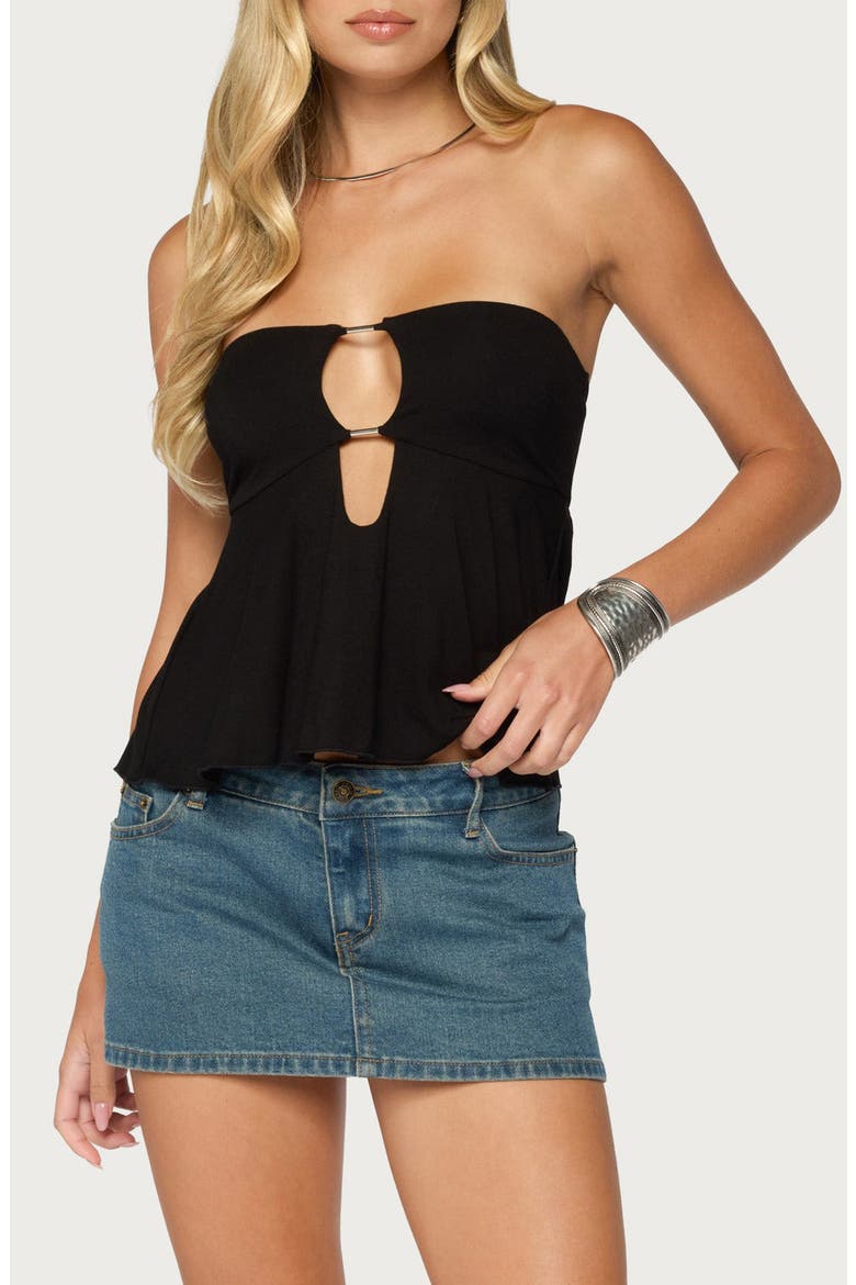 Nikita Keyhole Cutout Strapless Top, Main, color, BLACK