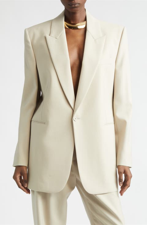 One-Button Wool Gabardine Blazer