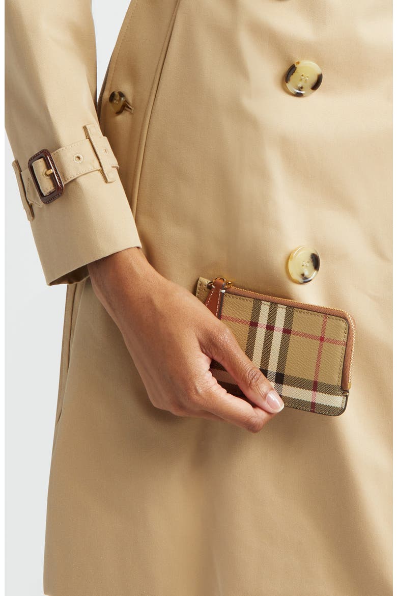 Somerset Half Zip Coated Canvas & Leather Wallet, Alternate, color, VNTG CHK/ BRIAR BROWN