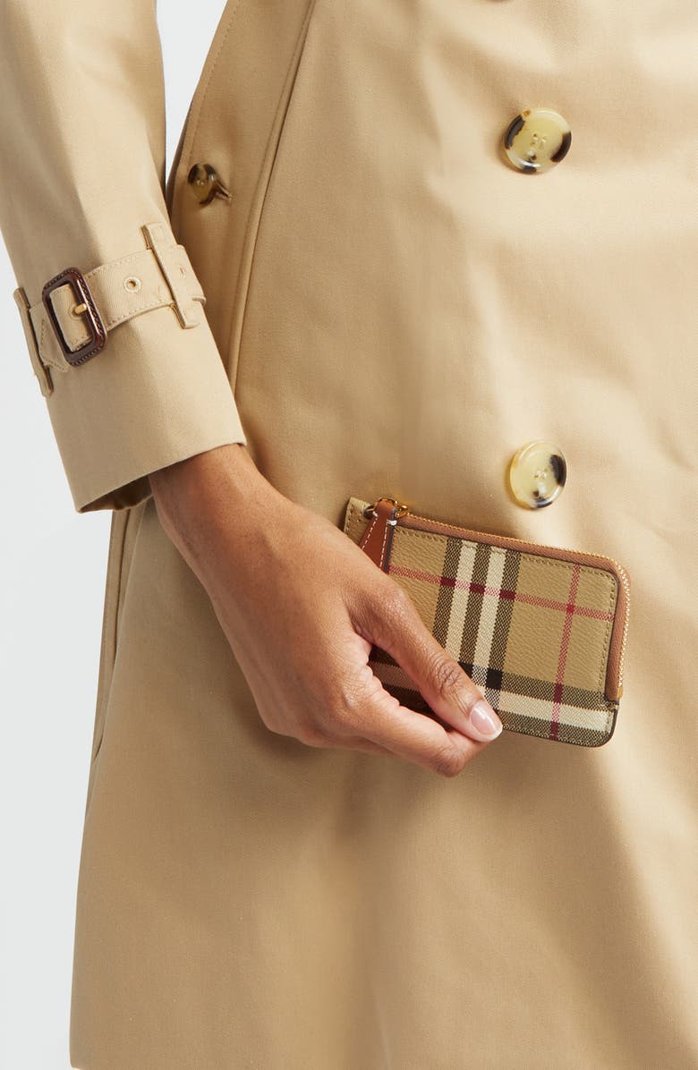 Burberry Somerset Half Zip Coated Canvas & Leather Wallet, Alternate, color,